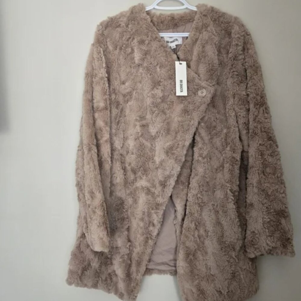 BB Dakota‎ plush faux fur tan/brown teddy jacket, new with tags, large